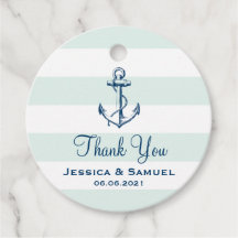 Blue Anchor & Mint Stripes Wedding Vielen Dank