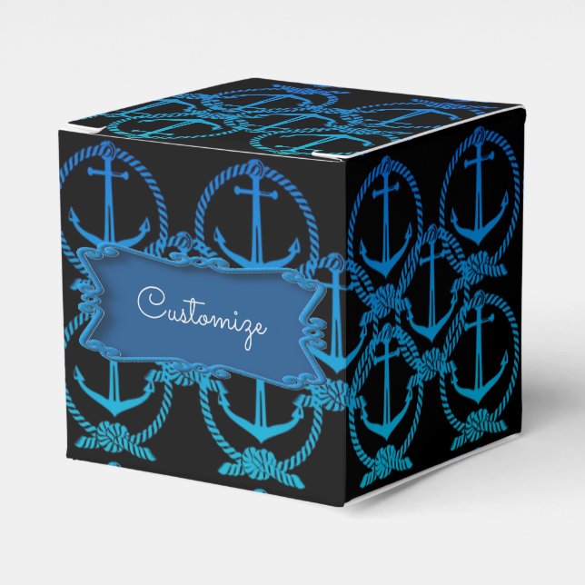 Blue Anchor Motif Cube Favor Box Geschenkschachtel (Vorderseite)