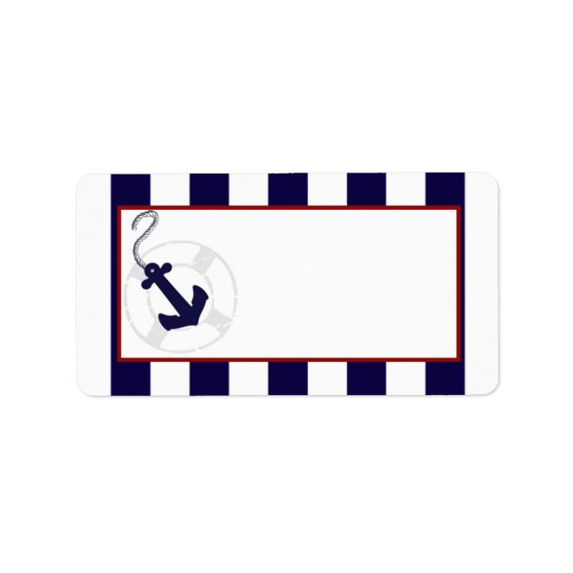 Blue Anchor Nautical Wedding Mailadresse Label Adressaufkleber (Vorne)
