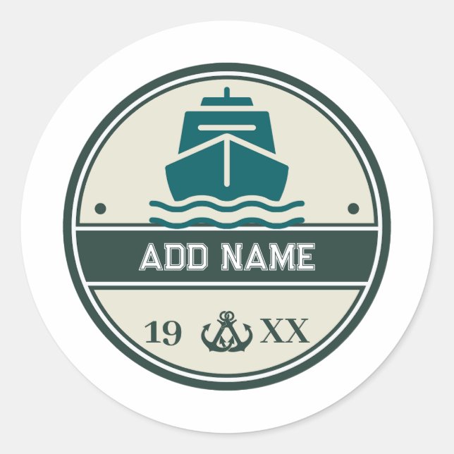 Blue Anchor Nautical Welcome Yacht Segelboot Runder Aufkleber (Vorderseite)