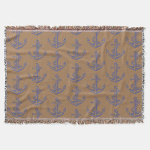 Blue Anchors Fringed Decke