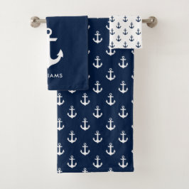 Blue Anchors Nautical Badhandtuch Set