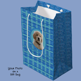 Blue and aqua Dog Lovers Pet Mamas Wrapping Paper Mittlere Geschenktüte