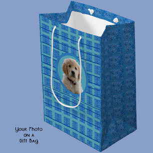 Blue and aqua Dog Lovers Pet Mamas Wrapping Paper Mittlere Geschenktüte