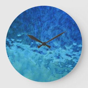 blue and aqua glass abstract große wanduhr