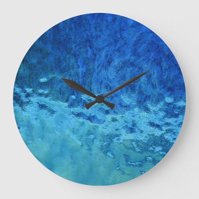 blue and aqua glass abstract große wanduhr (Vorderseite)