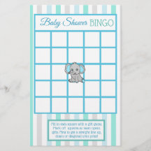 Blue and aquamarin Elephant Boy Baby Dusche Spiele