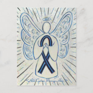 Blue and Black Awareness Ribbon Angel Postcard Postkarte