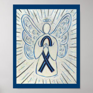 Blue and Black Awareness Ribbon Angel Poster Print