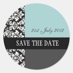 Blue and Black Damask Wedger Stickers