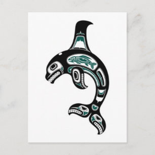 Blue and Black Haida Spirit Killer Whale Postkarte