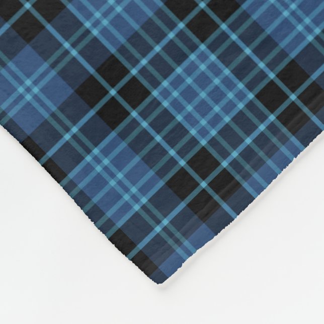 Blue and Black Kariert Scottish Clergy Tartan Fleecedecke (Ecke)