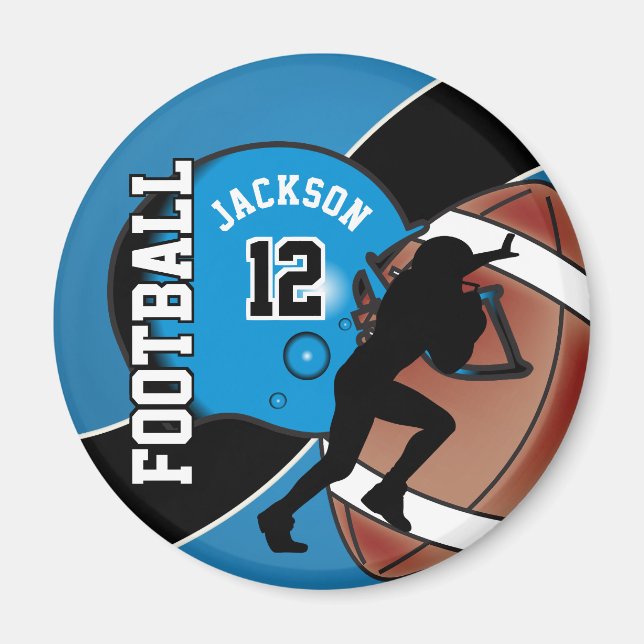 Blue and Black Personalize Football Magnet (Vorne)