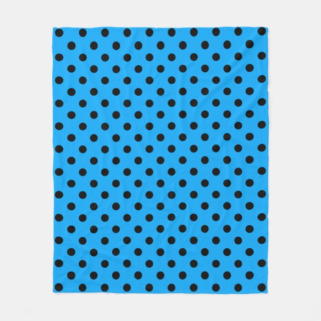 Blue and Black Polka Dots Fleecedecke (Vorderseite)