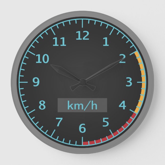 Blue and Black Speedometer Große Wanduhr (Vorderseite)