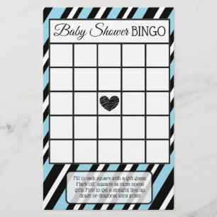 Blue and Black Stripe Boy Baby Duschspiele Flyer