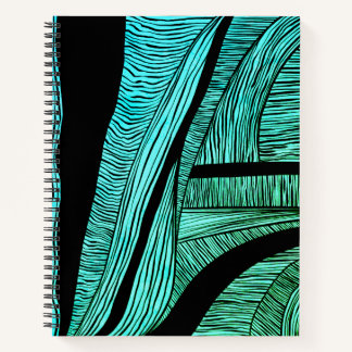 Blue and Black Wave Merge Spirale Notebook Notizbuch