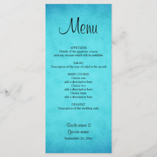 Blue and Black Wedding Menu Menükarte