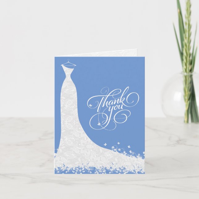 Blue and Blue Wedding Dress Danke Card (Vorderseite)