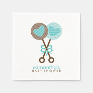 Blue and Brown Baby Rattles Serviette