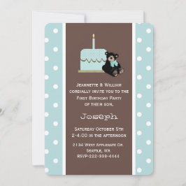 Blue and Brown Baby's First Birthday Einladung