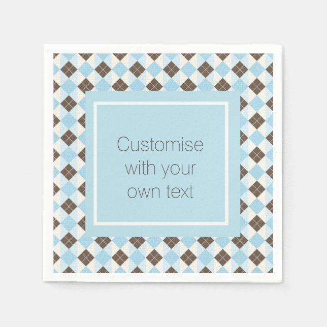 Blue and Brown Custom Argyle Pattern Serviette (Vorderseite)