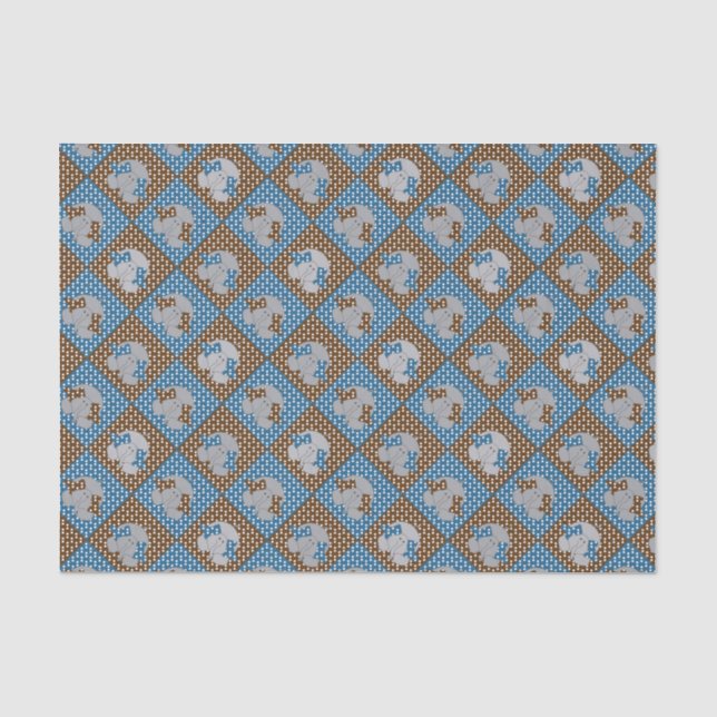 Blue and Brown Elephant Polka Dots Seidenpapier (Vorderseite)