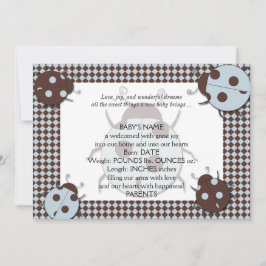 Blue and Brown Ladybug Baby Ankündigung