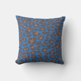 Blue and Brown Leopard Print Outdoor Pillow | Mode Kissen