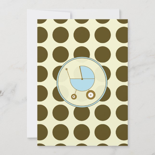 Blue and Brown Polka Dot Baby Dusche Einladung (Vorderseite)