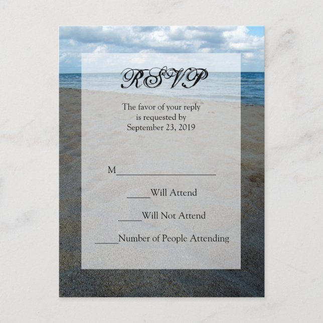 Blue and Brown Sands ~ Beach Wedding UAWG Response Einladungspostkarte (Vorderseite)