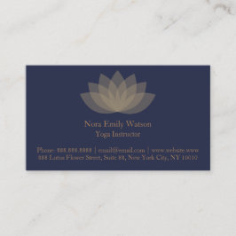 Blue and Brown Simple Lotus Blume Business Cards Visitenkarte