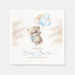 Blue and Brown Teddy Bear Babydusche Napkins Serviette