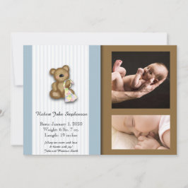 Blue and Brown Teddy Bear Foto Baby Ankündigung