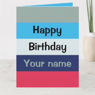 Blue and Burgundy Happy Birthday Karte