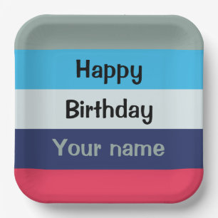 Blue and Burgundy Happy Birthday Pappteller