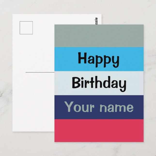 Blue and Burgundy Happy Birthday Postkarte (Vorne/Hinten)