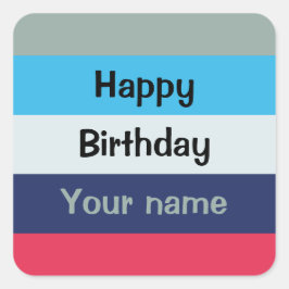 Blue and Burgundy Happy Birthday Quadratischer Aufkleber