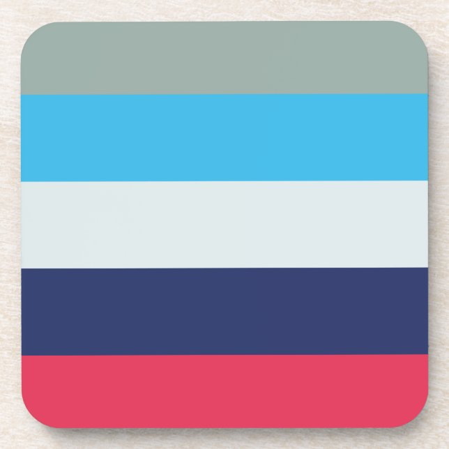 Blue and Burgundy Stripes Square Getränkeuntersetzer (Vorderseite)