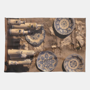Blue and Cream Pottery Umbria Poster Plaque iPad A Geschirrtuch