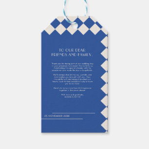 Blue and Cream Retro Bold Liebe & Danke Wedding Geschenkanhänger