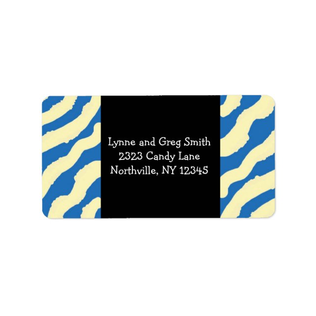 Blue and Cream Zebra Print Labels Adressaufkleber (Vorne)