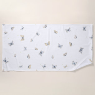 Blue and Crème Butterfets Charming Garden Fauna T Strandtuch