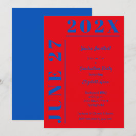 Blue and Crimson Graduation Party Einladung