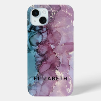 blue and dusty pink gold marble personalized Case-Mate iPhone hülle