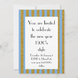 Blue and Gold 1920er Gatsby New Year Party Einladung