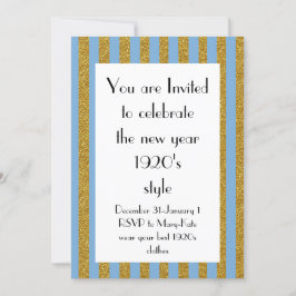 Blue and Gold 1920er Gatsby New Year Party Einladung