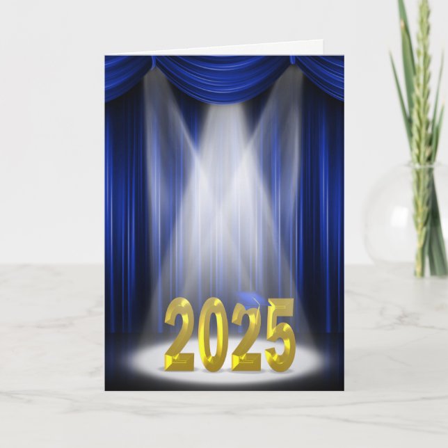 Blue and Gold 2025 Abschluss Spotlight Karte (Vorderseite)