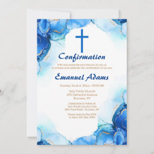 Blue and Gold Abstrakt Religious Einladung