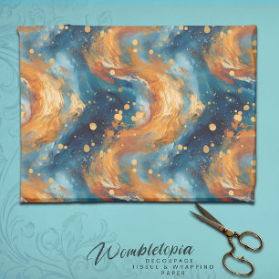 Blue and Gold Abstrakter Weltraumwitscher Geschenkpapier